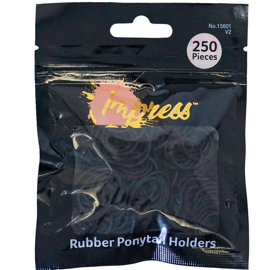 Impress Black Rubber Ponytail Holders 250 Piece Pack