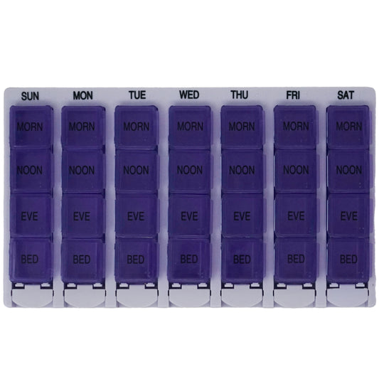 Handy Solutions 7 Day Premium Pill Box with 28 Compartments - Daily Use Medicine Organizer for Travel