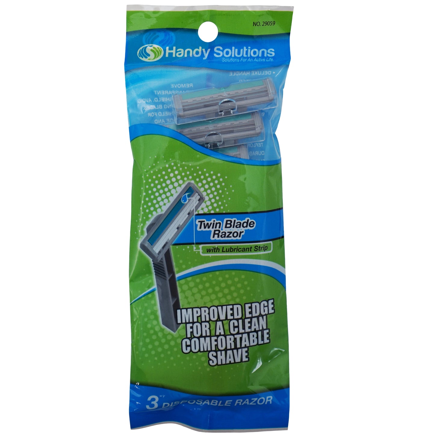 Handy Solutions Disposable Twin Blade Razors for Men - 3 Pack