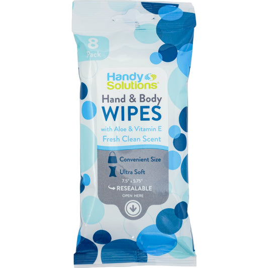 Handy Solutions Moist Hand and Body Wipes Travel Pack