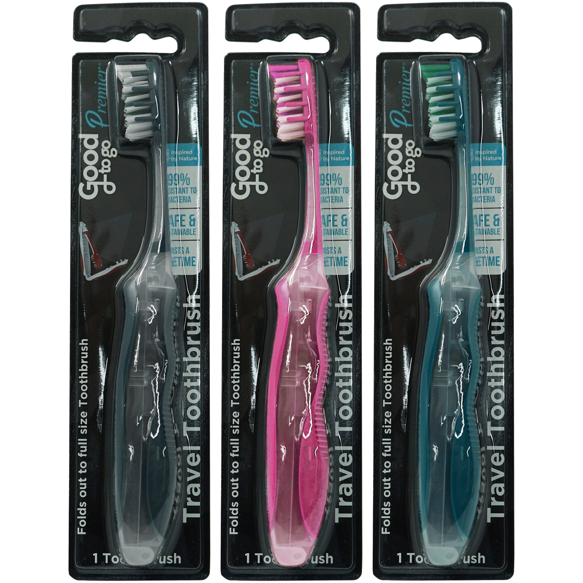Good To Go™ Premier Trifold Travel Toothbrush