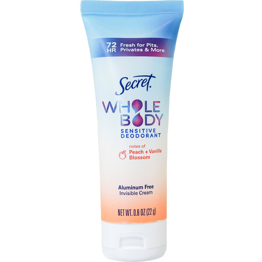 Secret Whole Body Deodorant Cream Peach Vanilla 0.8oz Travel Size