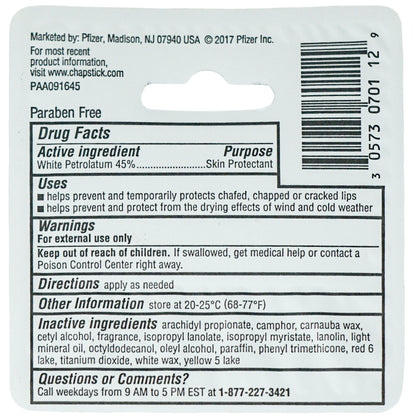 Chapstick Classic Original Paraben Free Lip Balm 0.15 oz