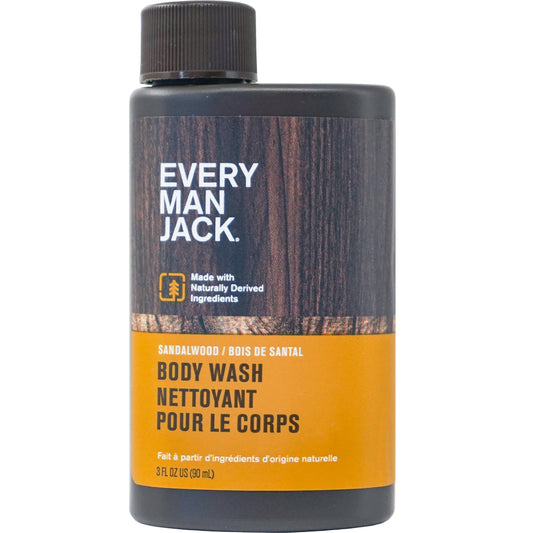 Every Man Jack Body Wash Flask Sandalwood 3oz Travel Size